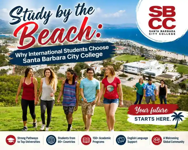 Main image for the article titled Estudar perto da praia: por que estudantes internacionais escolhem o Santa Barbara City College